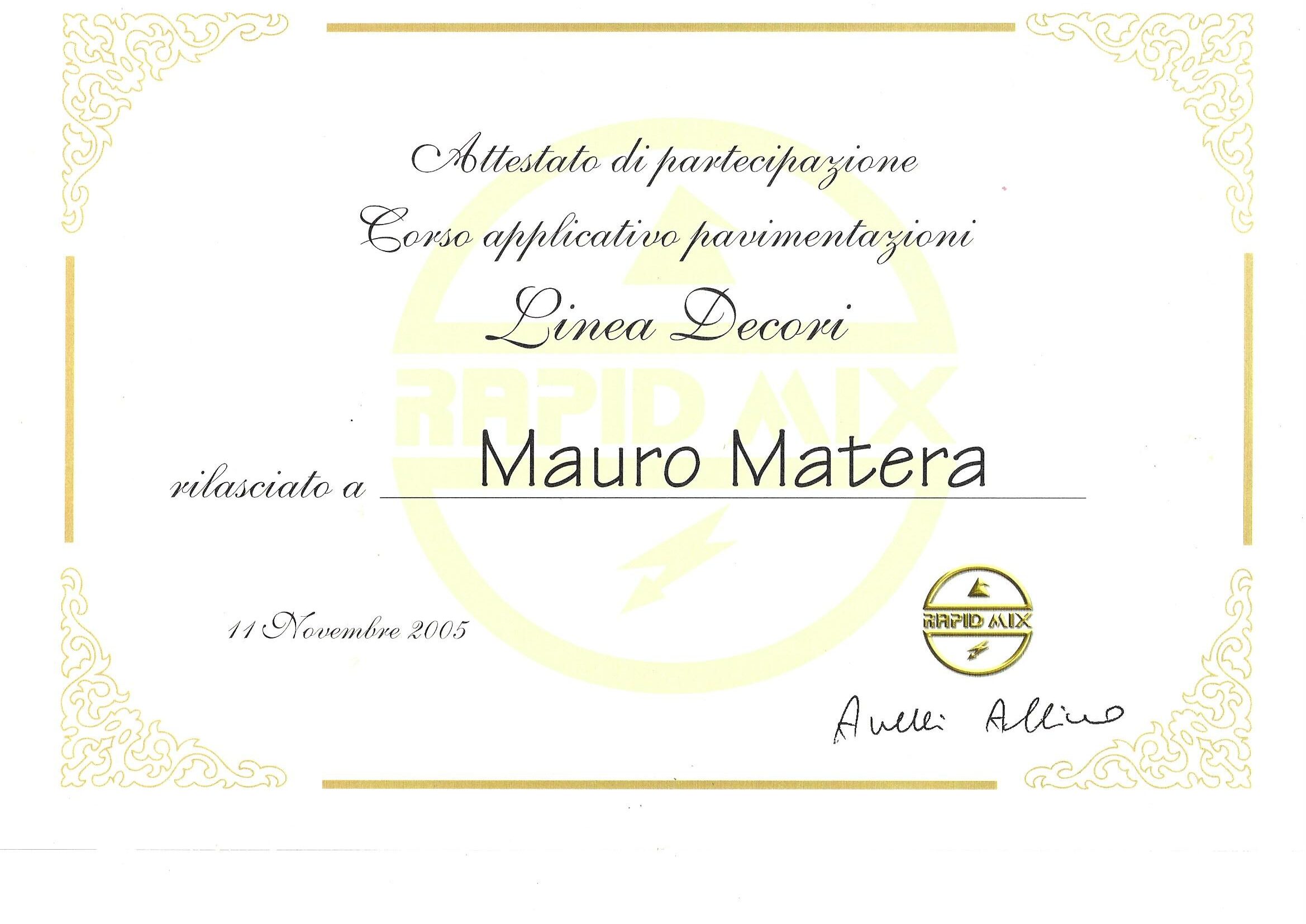 attestato mauro matera